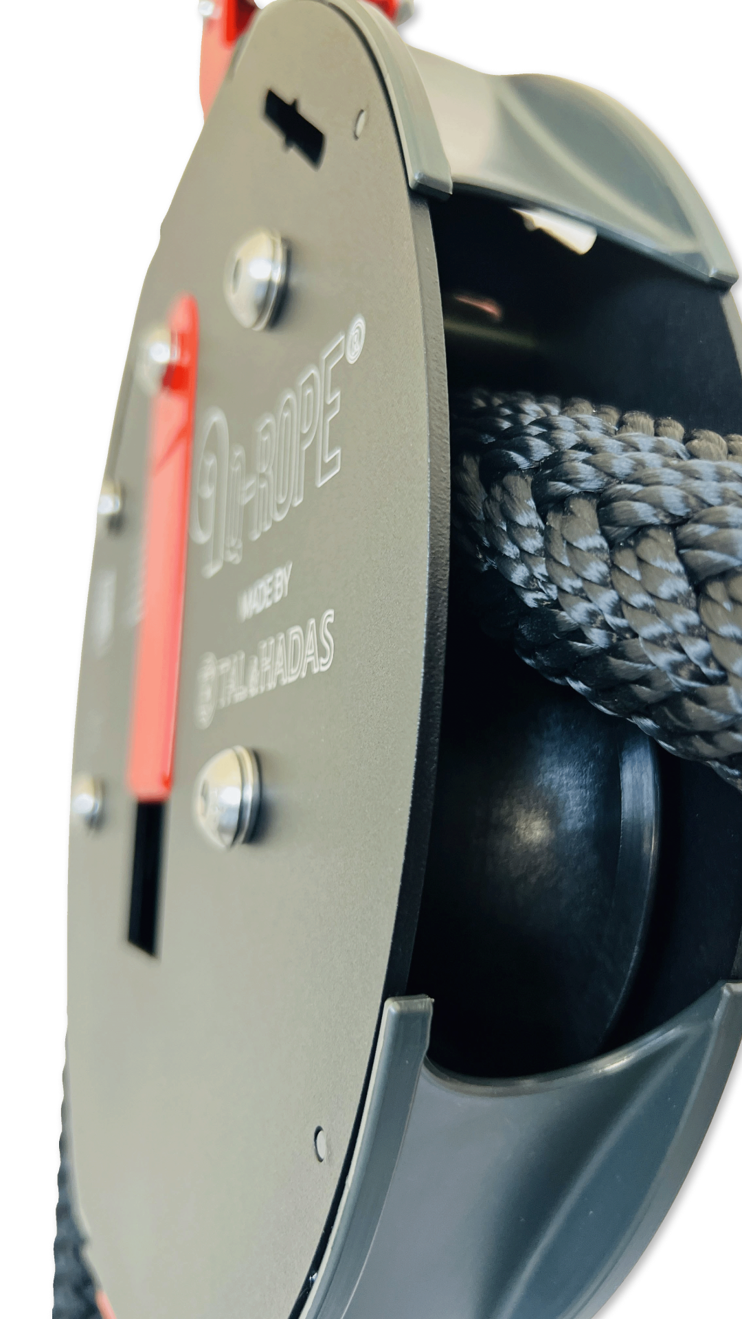 Close up of the Q-Rope showing the red spring and black adjustment knob