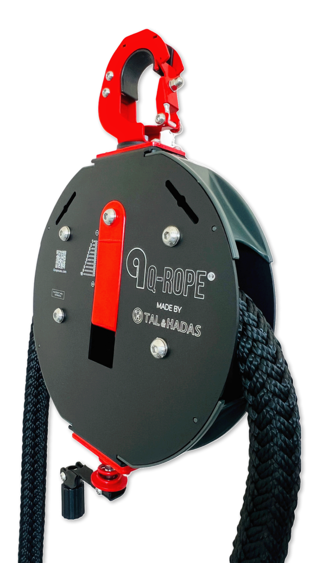 Close up of the Q-Rope housing showing the red resistance lever and setting gauge