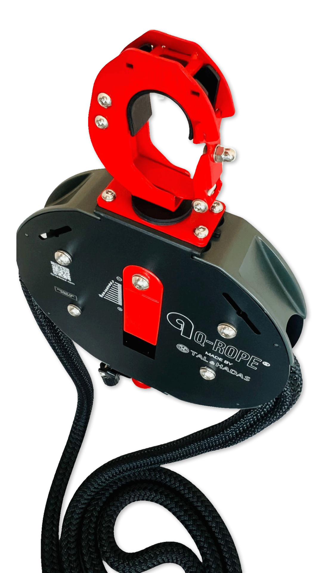 Q-Rope seen from above with the red clamp hook opened
