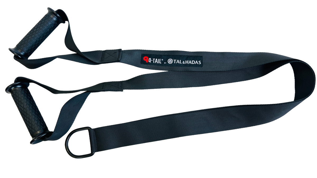 Q-Tail V strap handles with textured grips and a D ring anchor loop