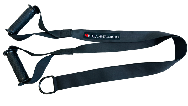 Q-Tail V strap handles with textured grips and a D ring anchor loop
